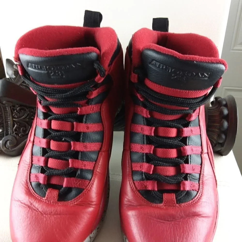 🌐 Air Jordan 10 retro black and red athletic shoes